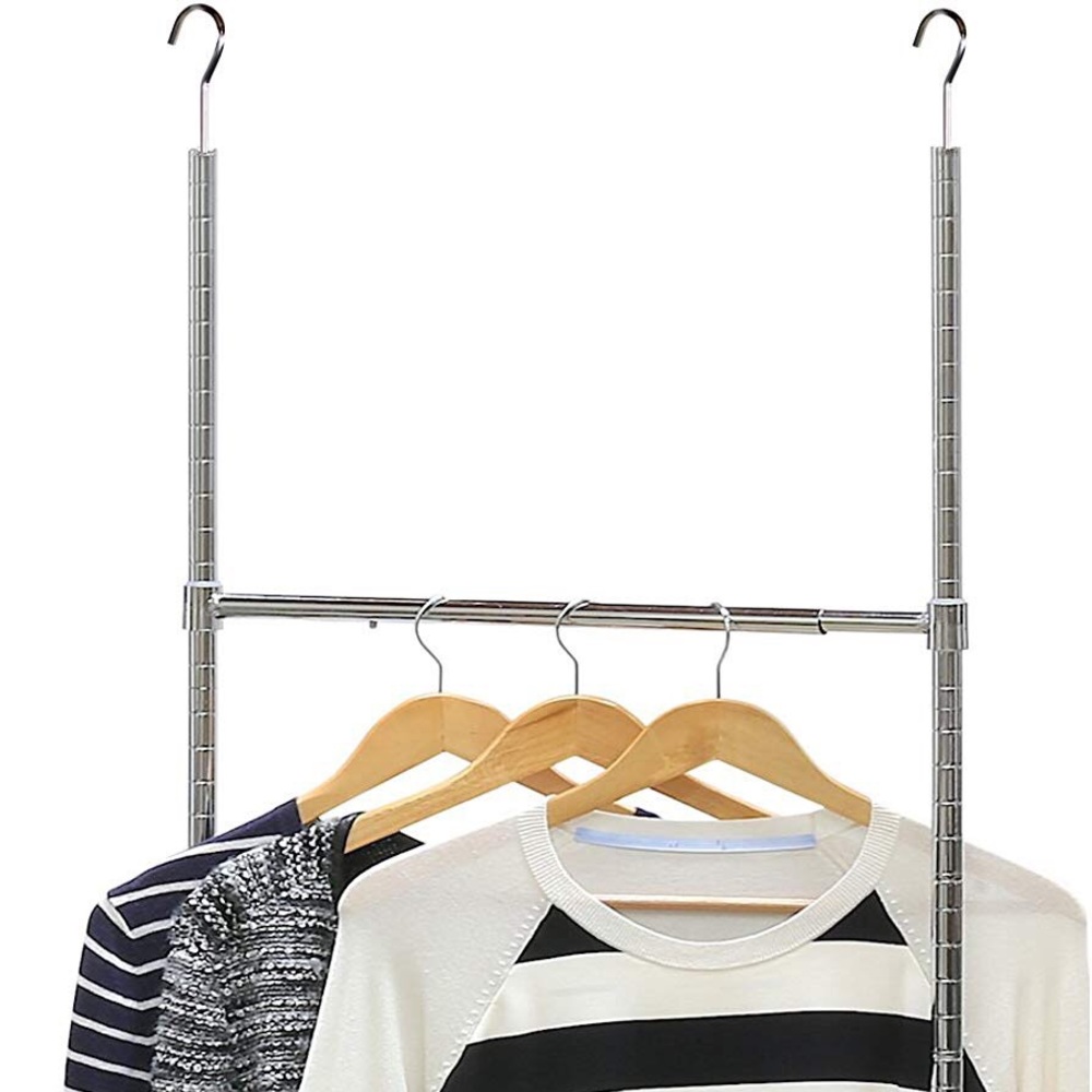 Adjustable closet hanging rod